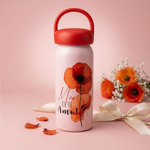 Garrafa de Alumínio - Mãe Eu Te Amo - 600ml - 1 unidade - Rizzo