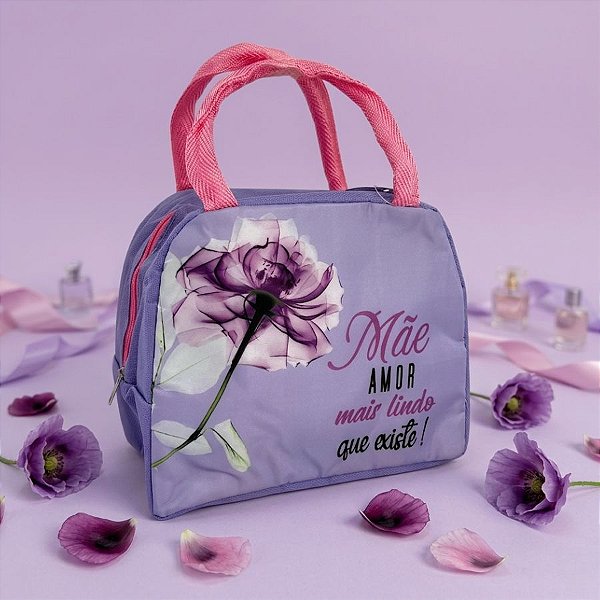 Bolsa Térmica Lilás - Mãe Amor Mais Lindo Que Existe - 22x12x18,5cm - 1 unidade - Rizzo