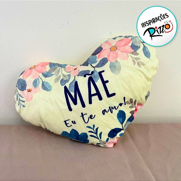 Almofada Coração de Pelúcia - Mãe Eu Te Amo - 28x20cm - 1 unidade - Rizzo