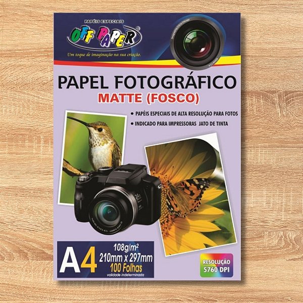 Papel Fotográfico Matte Fosco A4 108g - 100 unidades - Rizzo