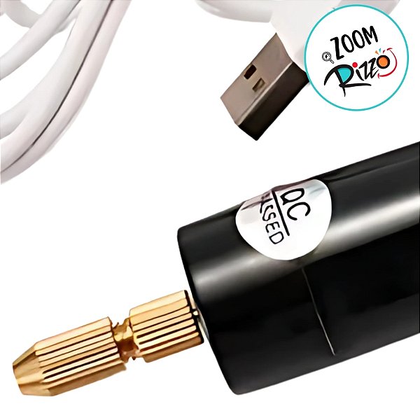 Mini Retífica Elétrica USB - Preta - com 10 Brocas - 1 unidade - Rizzo