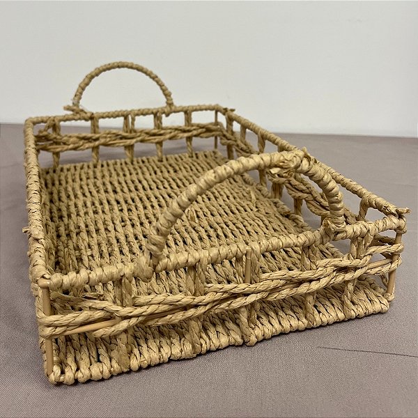 Cesto Decorativo Maroa Fibra Natural - Tamanho Pequeno - 29,5x20x6cm - 1 unidade - Rizzo