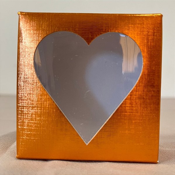 Caixa Para Doce Com Visor De Coração - 7x7x4cm - Cobre Texturizada - 10 unidades - Assk - Rizzo