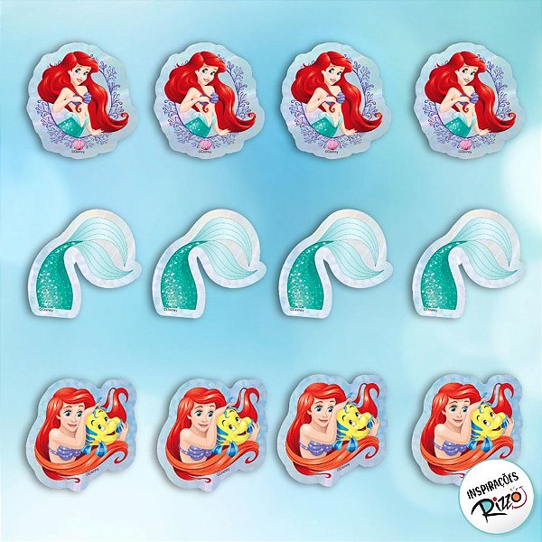 Aplique Imp em EVA - Ariel - 12 unidades - Disney Original - Rizzo