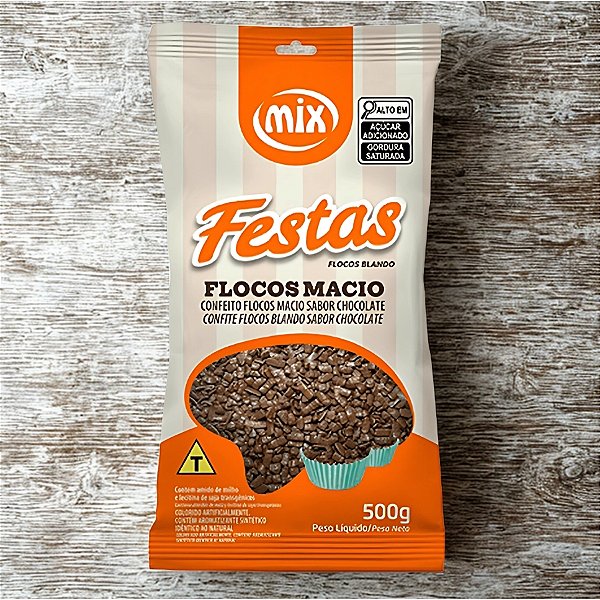 Confeito de Flocos Macio Sabor Chocolate Escuro - 500g - 1 unidade - Mix - Rizzo