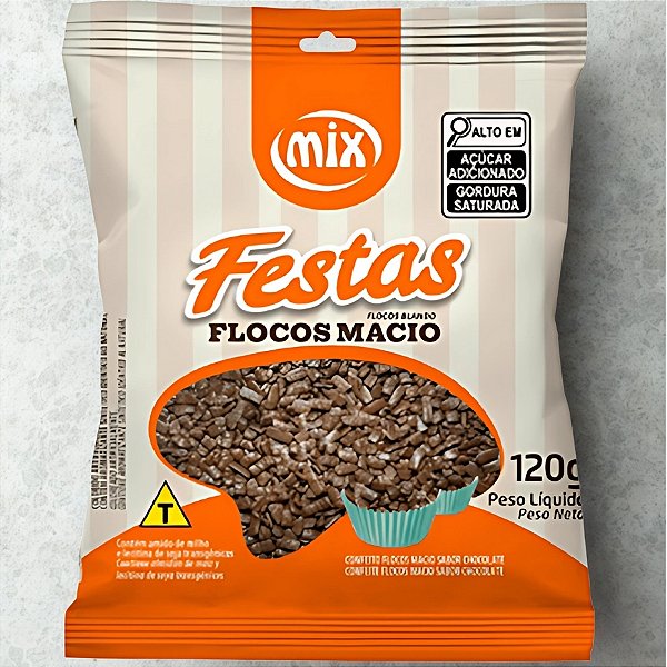 Confeito de Flocos Macio Sabor Chocolate Escuro - 120g - 1 unidade - Mix - Rizzo