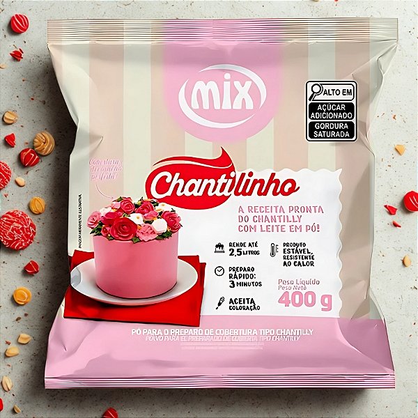 Chantilinho - Pó Para o Preparo de Cobertura e Decoração Tipo Chantilly - 400g - 1 unidade - Mix - Rizzo