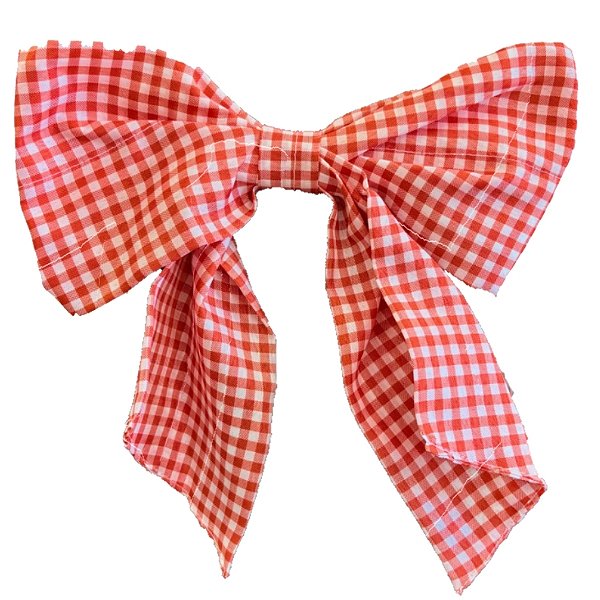 Enfeite de Cabelo Laço Grande Xadrez - Vermelho e Branco - 27x30cm - 1 unidade - Rizzo