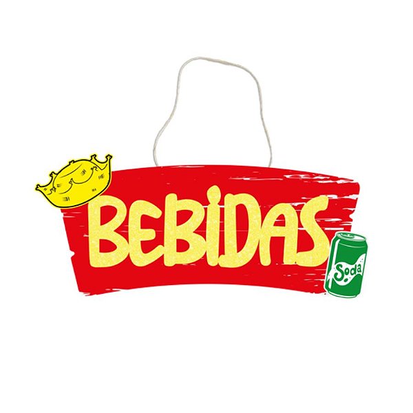 Placa De Sinalização Em MDF Colorida Bebidas De Festa Junina - 30x11,5cm - 1 unidade - Rizzo