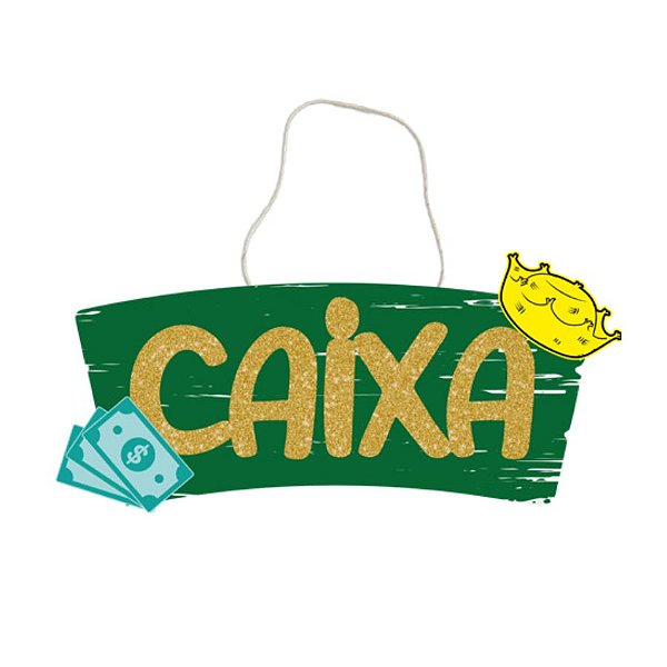 Placa De Sinalização Em MDF Colorida Caixa De Festa Junina - 30x11,5cm - 1 unidade - Rizzo