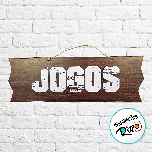 Placa de Sinalização Jogos De Festa Junina em MDF - Madeira Escura - 41x16,5cm - 1 unidade - Rizzo