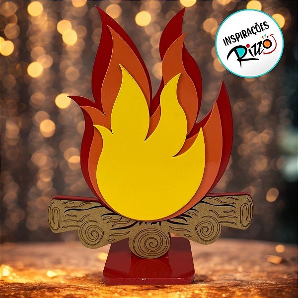 Display Fogueira  Em MDF De Festa Junina - Vibrante - 21x25,5cm - 1 unidade - Rizzo