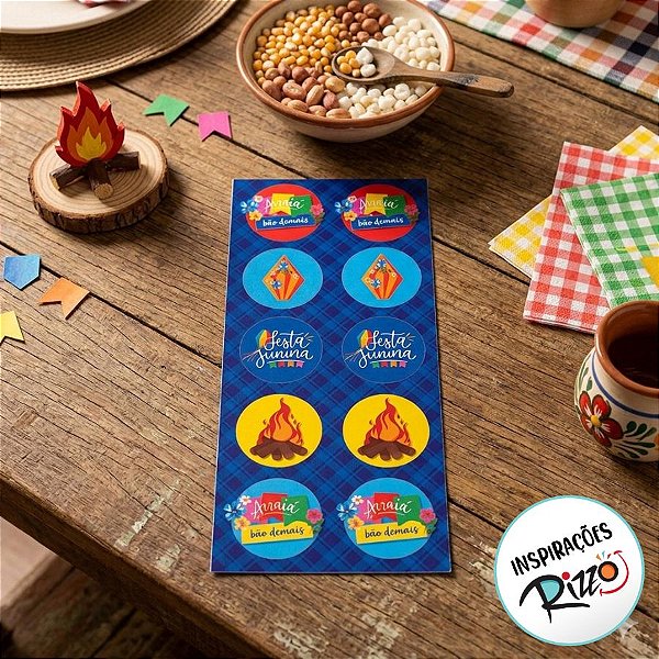 Adesivo Redondo De Festa Junina - Arraiá Bão Demais - 5x5cm - 30 unidades - Cromus - Rizzo