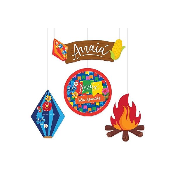 Enfeites Aereos De Festa Junina Arraiá Bão Demais - 4 unidades - Cromus - Rizzo
