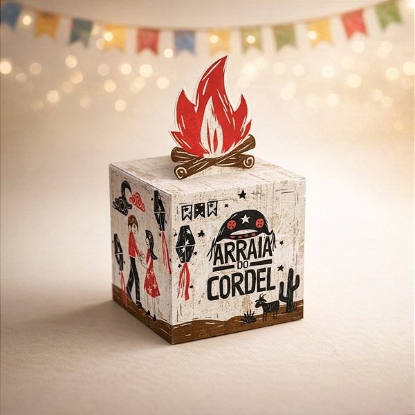 Caixa Pop Up - De Festa Junina Cordel P - 7x7x7cm - 10 unidades - Cromus - Rizzo