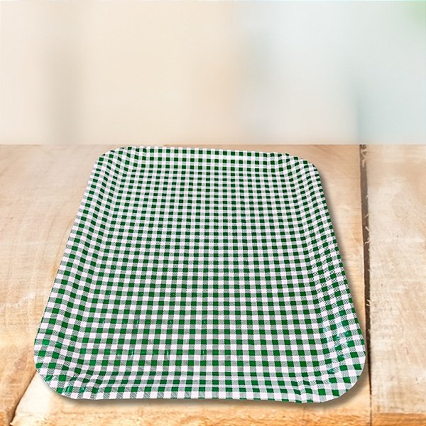 Prato Retangular Laminado - Xadrez Verde - 33x40,5cm - 1 unidade - Rizzo