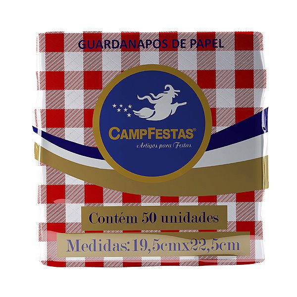 Kit Guardanapo Crepado Xadrez - Vermelho -  CampFestas - Rizzo