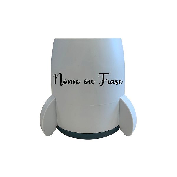 Porta Lápis De Plástico Perssonalizado Escrita Preta Foguete - Azul - 8x10cm - 1 unidade - Rizzo