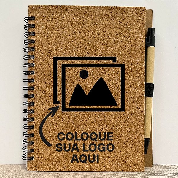 Bloco para Anotação Personalize Logo Preta  Com Caneta Estampa Papelão - 70 Folhas - 13,5x17,5cm - 1 unidade - Rizzo