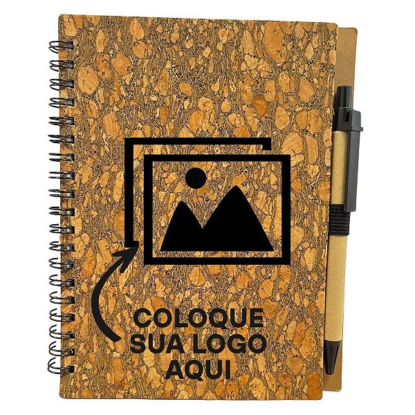 Bloco para Anotação Personalize Logo Preta Com Caneta Estampa Casca de Árvore Com Glitter - 70 Folhas - 13,5x17,5cm - 1