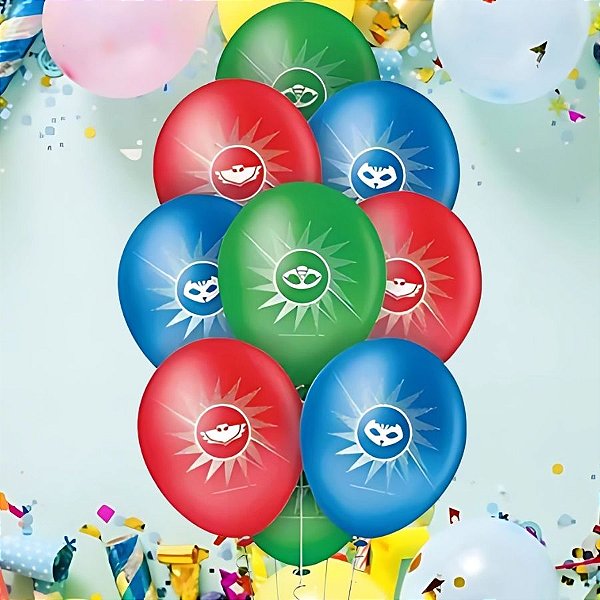 Balão Festa Decorado 9" 23cm - PJ Masks - 25 unidades - Regina - Rizzo