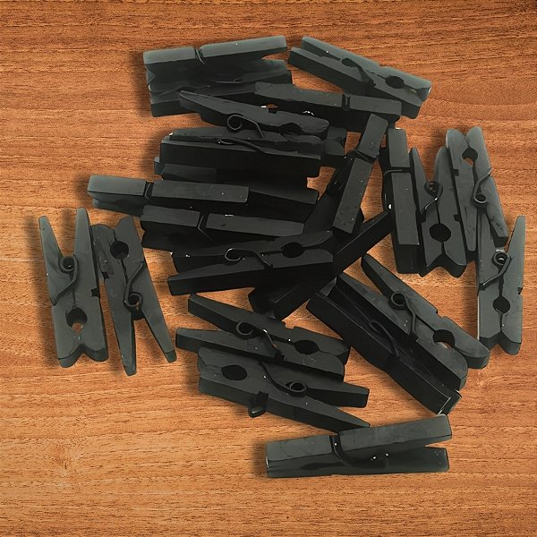 Mini Prendedor de Madeira Preto 3,5cm - 50 Unidades - Rizzo
