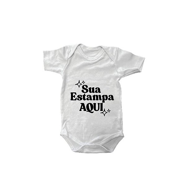 Body Infantil Maga Curta Personalize com Sua Estampa - Branco - G - 1 unidade - Rizzo