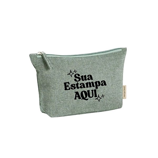 Necessaire de Algodão Reciclado Personalize com Sua Estampa - Verde - 25x6x15cm - 1 unidade - Rizzo
