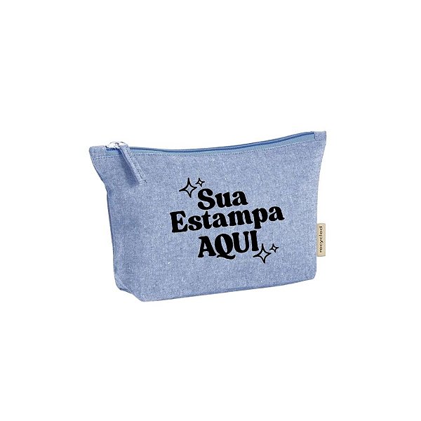 Necessaire de Algodão Reciclado Personalize com Sua Estampa - Azul - 25x6x15cm - 1 unidade - Rizzo