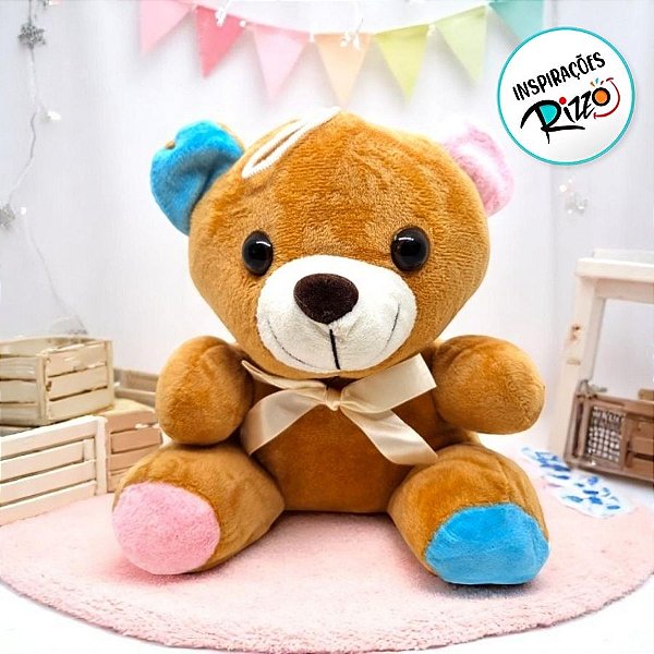 Urso De Pelúcia - Laranja - 18cm - 1 unidade - Rizzo