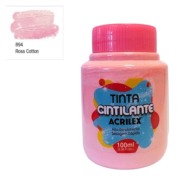 Tinta Cintilante Artesanato 100ml - Rosa Cotton - 1 unidade - Acrilex - Rizzo