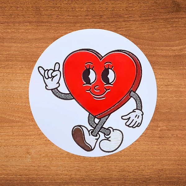 Adesivo Redondo Coração Vintage - 3x3cm - 30 unidades - Stickr - Rizzo