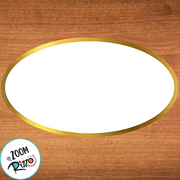 Adesivo Oval Branco Borda Dourada - Ref.2123 - Hot Stamping - 3x2cm - 100 unidades - Stickr - Rizzo