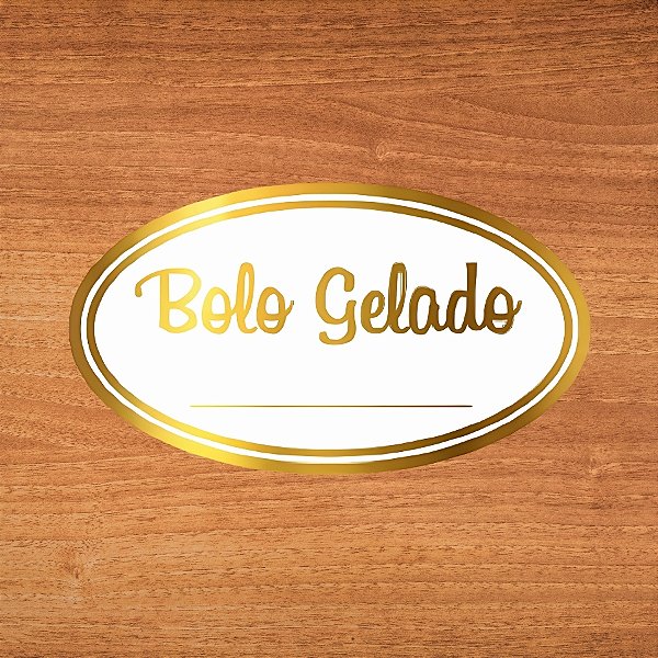 Adesivo oval "Bolo Gelado" - Ref.2127 - Hot Stamping - 3x2cm - 100 unidades - Stickr - Rizzo