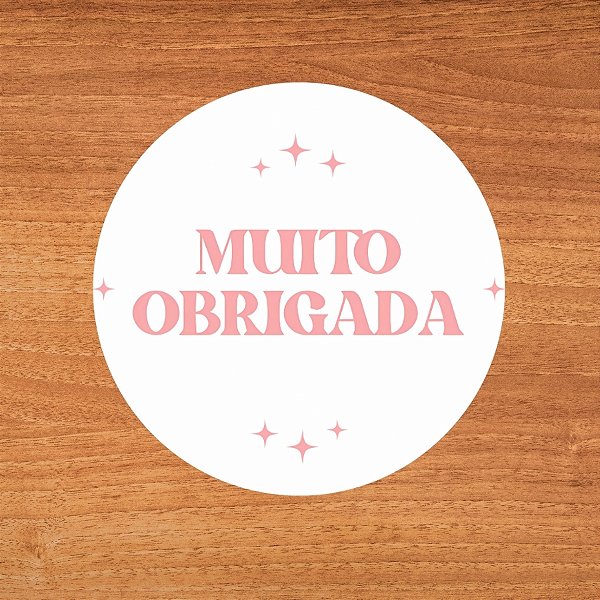 Adesivo "Muito Obrigada" - Ref.2164 - Hot Stamping - 3x3cm - 50 unidades - Stickr - Rizzo