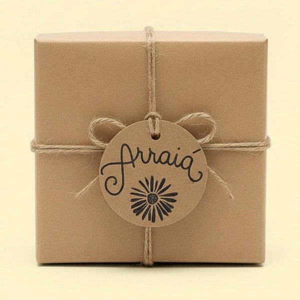 Tag Kraft Redonda "Arraiá" Com Sisal - 5x5cm - 15 unidades - Stickr - Rizzo