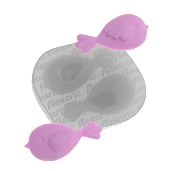 Molde de Silicone Casal de Passarinhos Gordinhos - Ref. 851 - 1 unidade - Flexarte - Rizzo