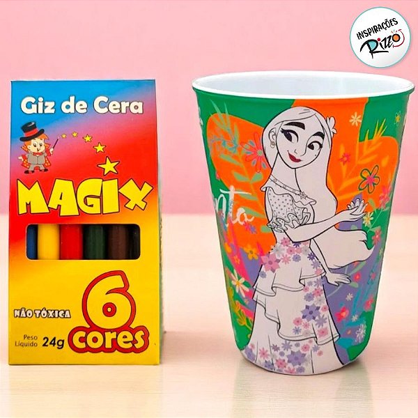 Kit Copo para Colorir e Giz de Cera - Encanto Isabela - 1 unidade - Rizzo
