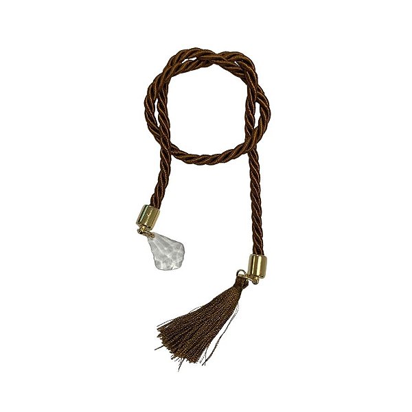 Cordão Decorativo Com Pompom E Pingente Pião - Marrom Com Ouro - 33,5cm - 1 unidade - Rizzo
