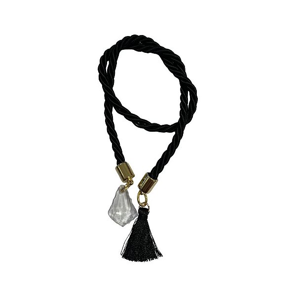 Cordão Decorativo Com Pompom E Pingente Pião - Preto Com Ouro - 33,5cm - 1 unidade - Rizzo