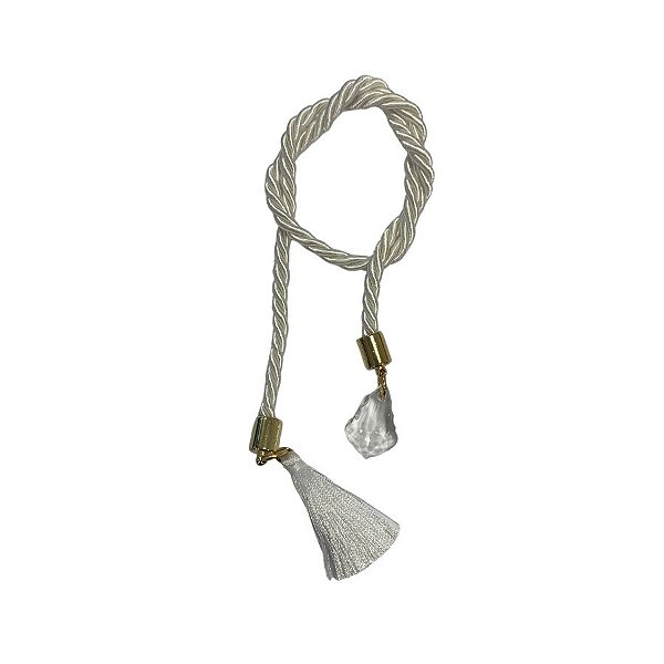 Cordão Decorativo Com Pompom E Pingente Pião - Branco Com Ouro - 33,5cm - 1 unidade - Rizzo
