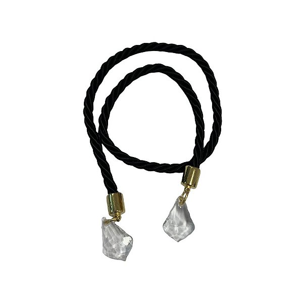Cordão Decorativo Com Pingente Pião - Preto Com Ouro - 33,5cm - 1 unidade - Rizzo