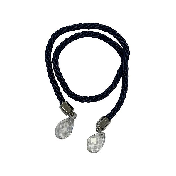 Cordão Decorativo Com Pingente Gota - Azul Marinho Com Prata - 33,5cm - 1 unidade - Rizzo
