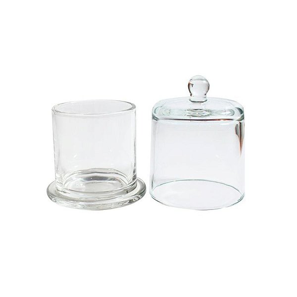 Pote Com Tampa De Vidro Domus Para Vela Transparente - 8x9cm - 210ml - 1 unidade - Rizzo