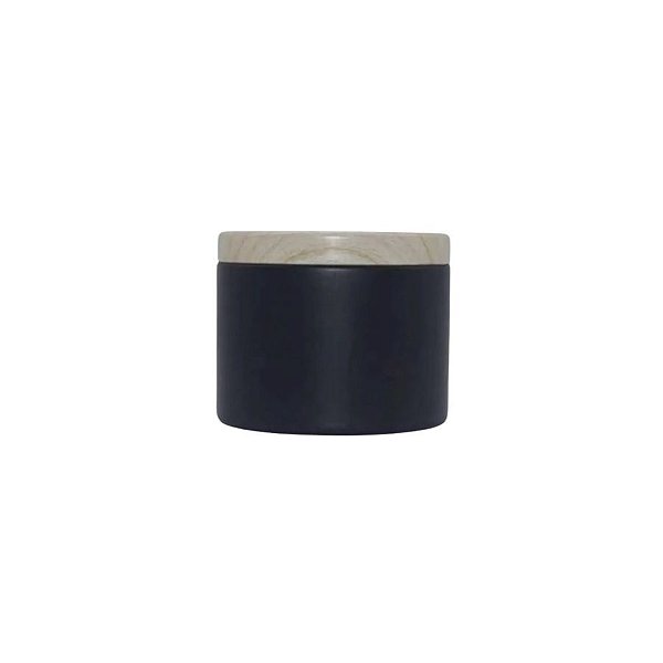 Lata de Metal com Tampa Estampa Madeira - Preto - 240ml - 8x6cm - 1 unidade - Rizzo