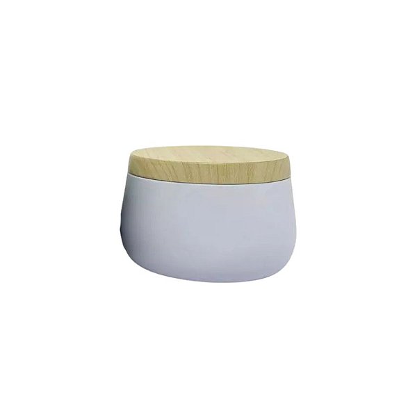Lata de Metal com Tampa Estampa Madeira - Branco - 240ml - 7,5x5,5cm - 1 unidade - Rizzo