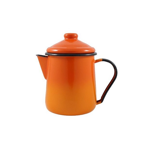Leiteira Esmaltada Tradicional Nº 12 Para Derreter Velas  - Laranja - 1100ml - 18cm - 1 unidade - Rizzo
