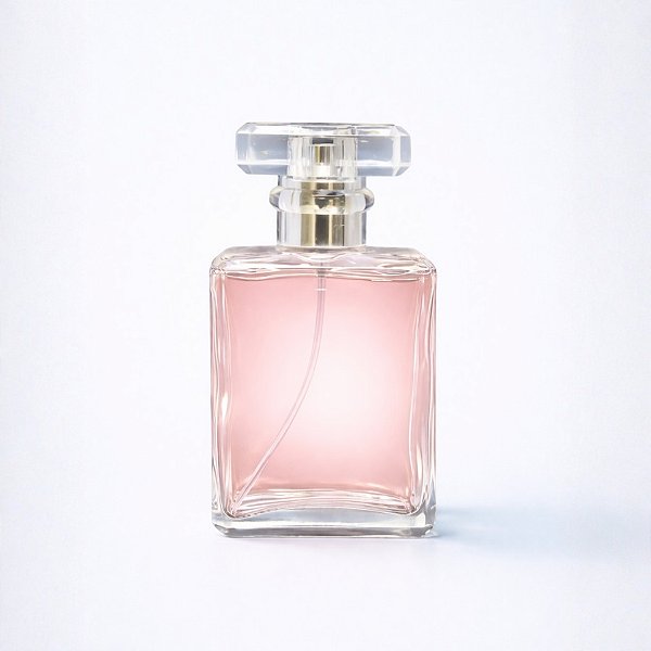 Frasco para Perfumaria de Vidro Retangular para Perfume - Spray Prateado com Tampa Transparente - 50ml - 1 unidade - Riz