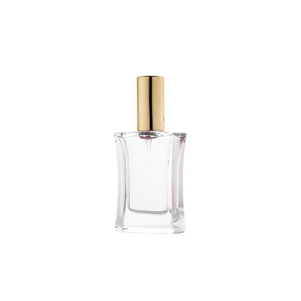 Frasco para Perfumaria de Vidro Retangular para Perfume - Spray e Tampa Dourado - 20ml - 1 unidade - Rizzo