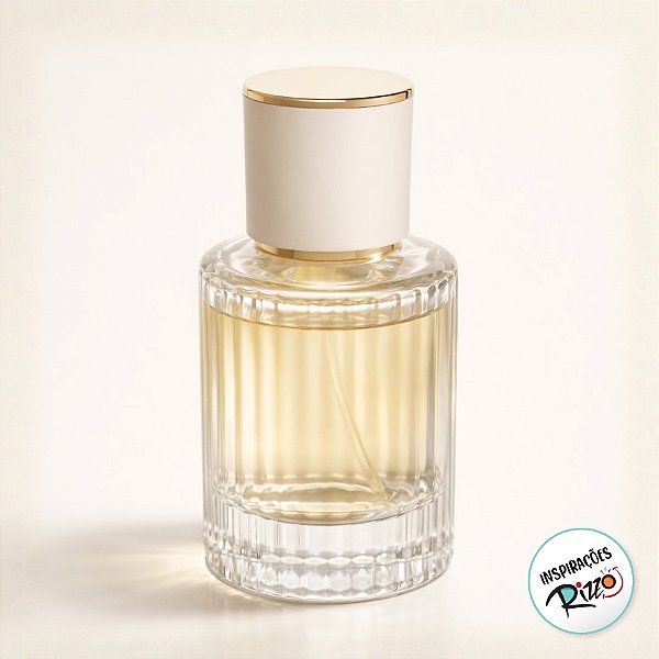 Frasco para Perfumaria de Vidro com Válvula Spray Dourada Tampa Luxo Off White  - 50ml - 1 unidade - Rizzo